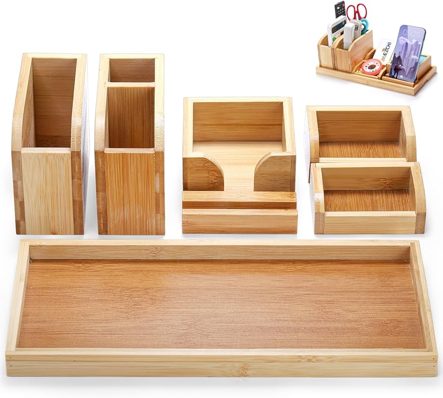Minimalist Bamboo Desk Organizer